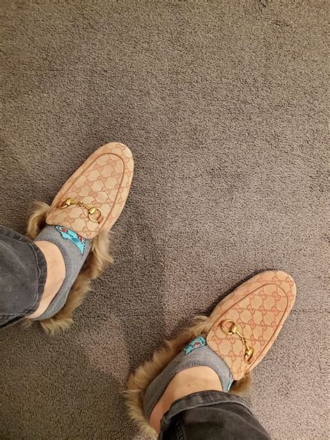 faux fur gucci slides knock off